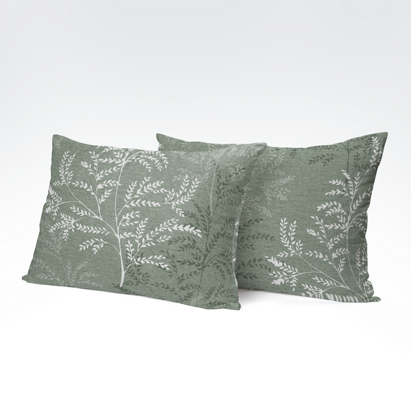 Rokdarbu kokvilnas spilvendrāna | Sage Fern