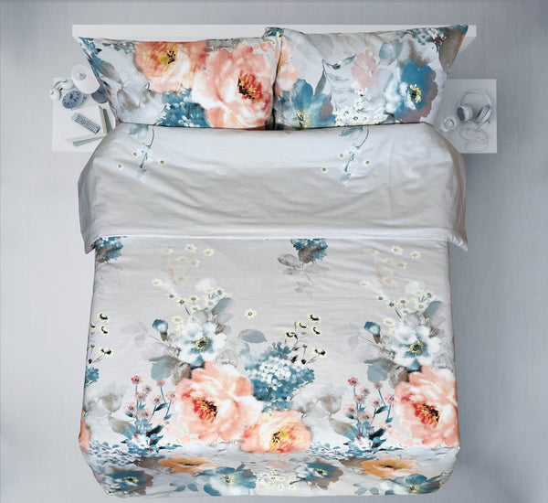 Letzte Stücke – handgefertigtes Baumwoll-Bettwäsche-Set | Pastel Botanica