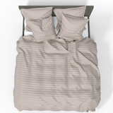 Ręcznie szyta luksusowa satynowa bawełniana poszewka na kołdrę Premium prążkowana | Mushroom