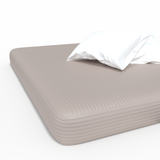 Handmade Luxurious Premium Striped Satin Cotton Fitted Sheet | Mushroom