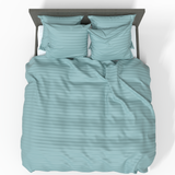 Ręcznie szyta luksusowa satynowa bawełniana poszewka na kołdrę Premium prążkowana | Aquifer