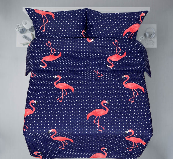 Paskutiniai vienetai rankų darbo medvilninio patalynės komplekto | Flamingo Fiesta