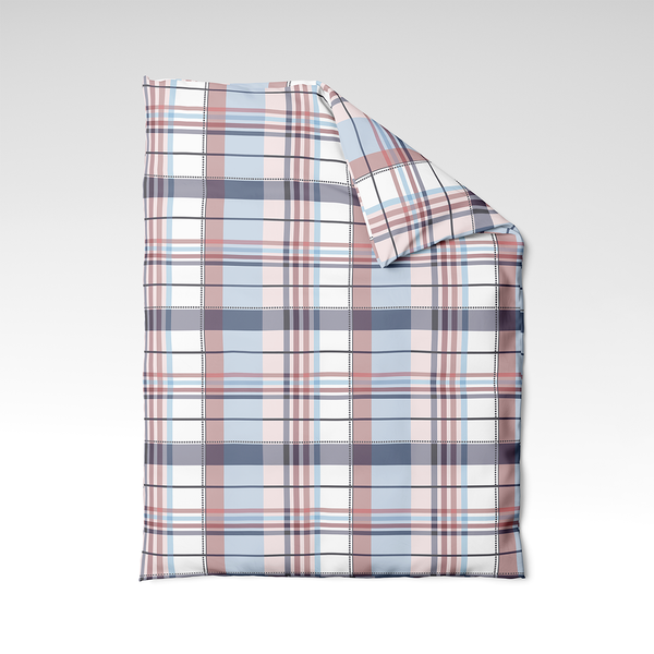 Rokdarbu kokvilnas segas pārvalks | Blush Tartan