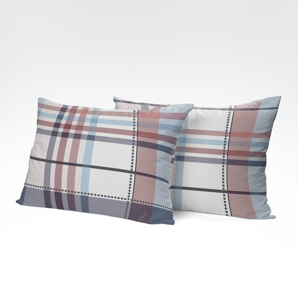 Rokdarbu kokvilnas spilvendrāna | Blush Tartan