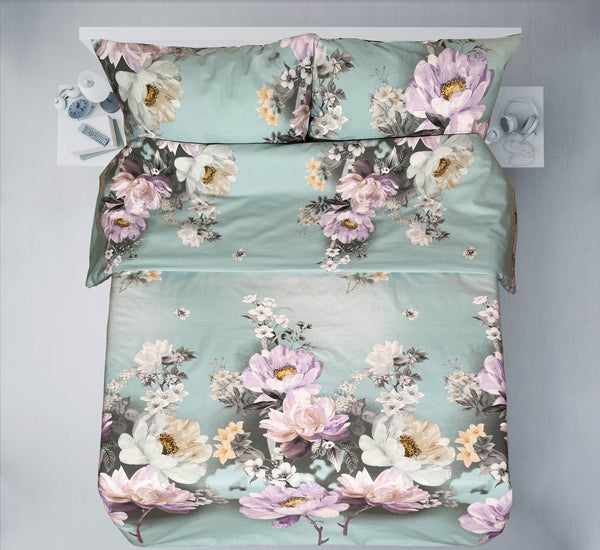 Letzte Stücke – handgefertigtes Baumwoll-Bettwäsche-Set | Pastel Bloom