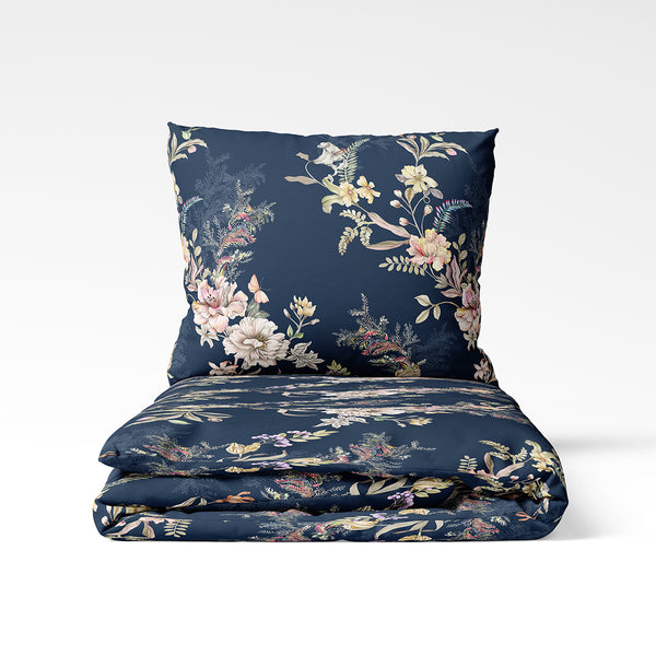 Handgefertigter Baumwoll-Bettbezug | Midnight Garden