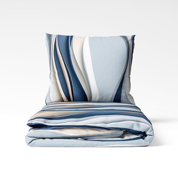 Handgefertigter Baumwoll-Bettbezug | Blue Tide
