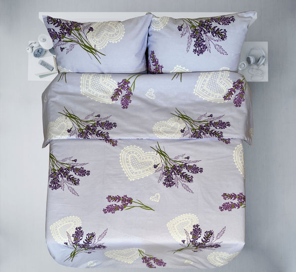 Letzte Stücke – handgefertigtes Baumwoll-Bettwäsche-Set | Lavender Heart
