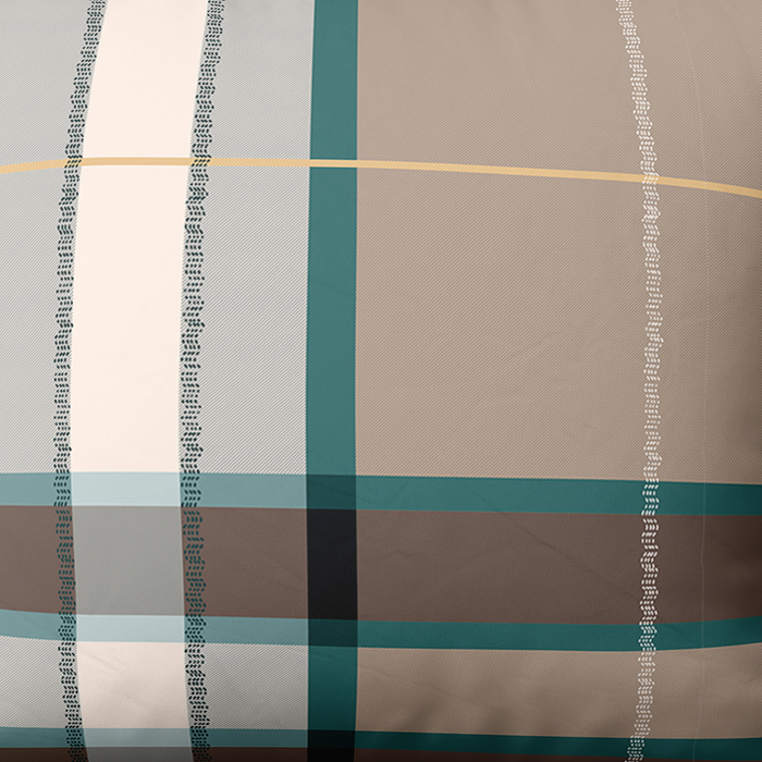 Rankų darbo medvilninis patalynės komplektas | Teal Check