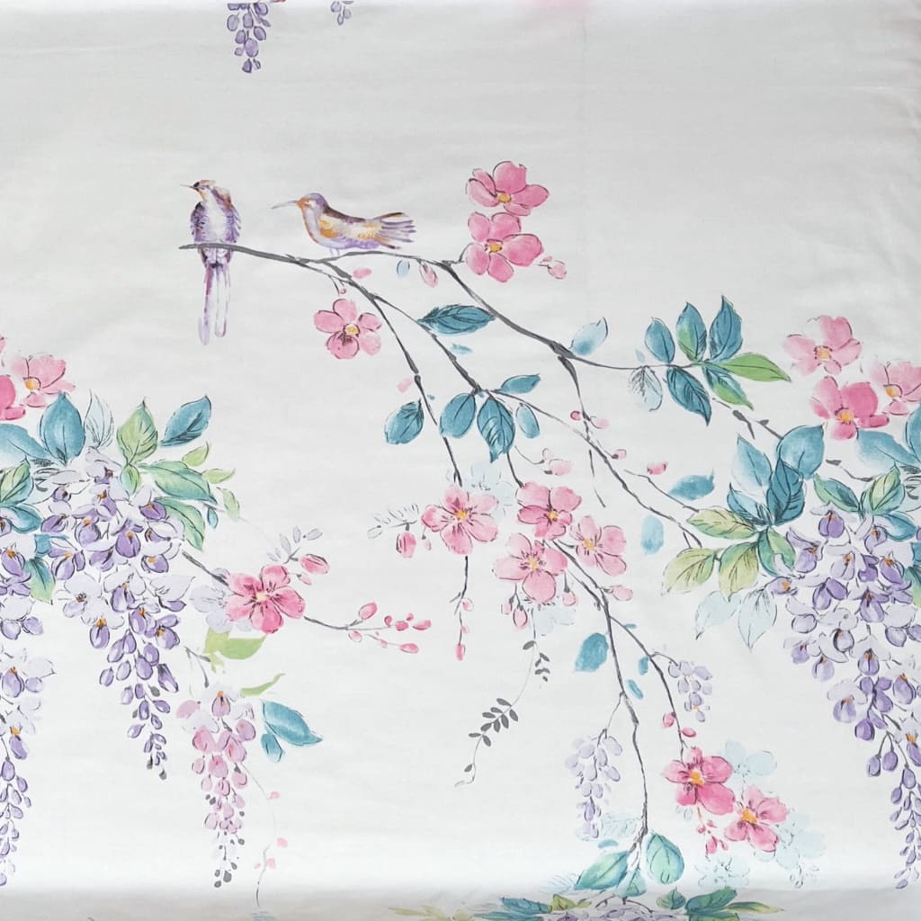 Tkanina lniana | Birdie - Lniana tkanina z nadrukiem