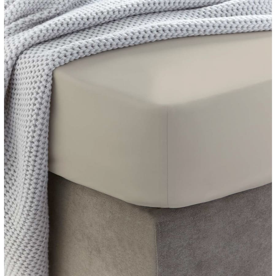 Sewn cotton fitted sheet with elastic | Gray morn - Cotton
