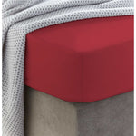 Sewn cotton fitted sheet with elastic | Pompeian red - Cotton