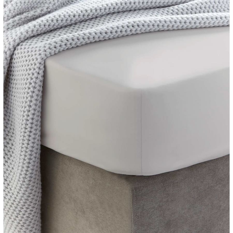 Sewn cotton fitted sheet with elastic | White sand - Drobinė