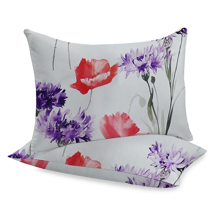 Poszewka na poduszkę z tkaniny bawełnianej | Kwiaty polne -