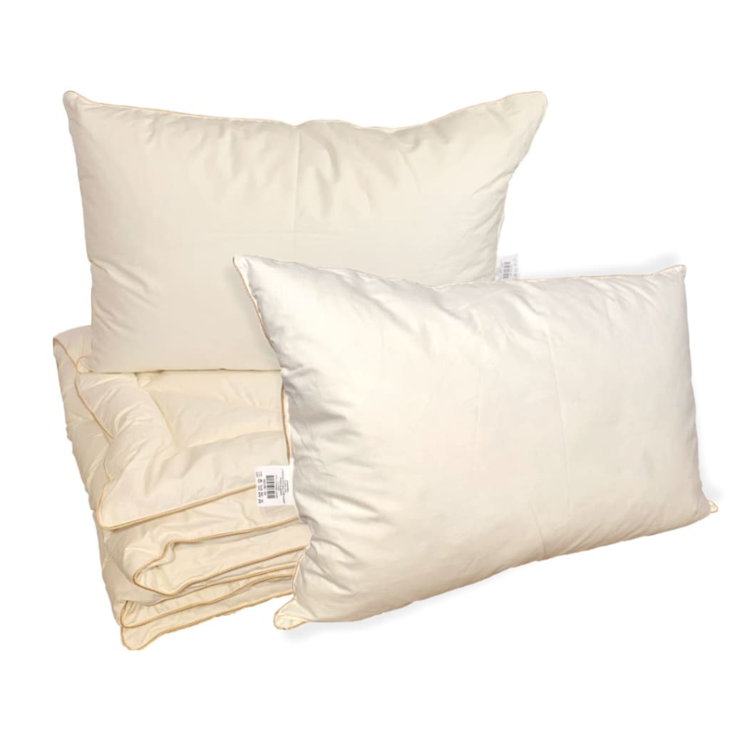 Kołdra dwustronna z puchu i piór gęsich oraz dwie poduszki